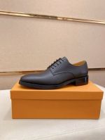 LV Black calfskin Leather Shoes-LV Man Business Leather Shoes